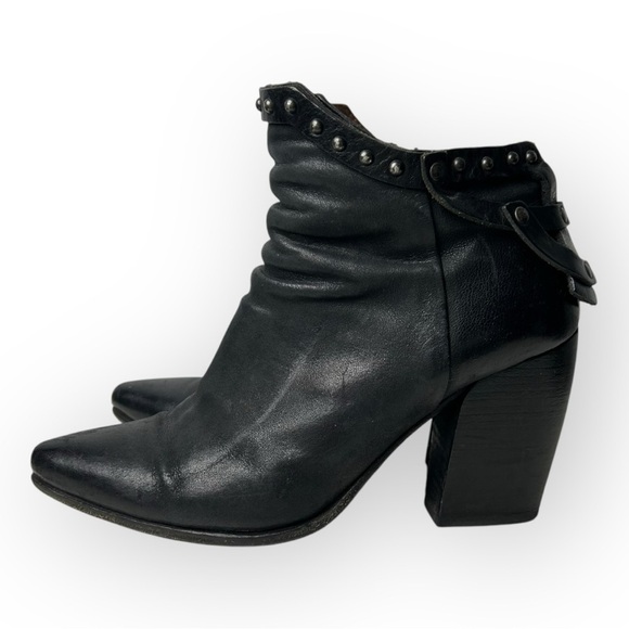 A.S. 98 Black Studded Side Zip Ankle Booties 39 - Picture 2 of 12